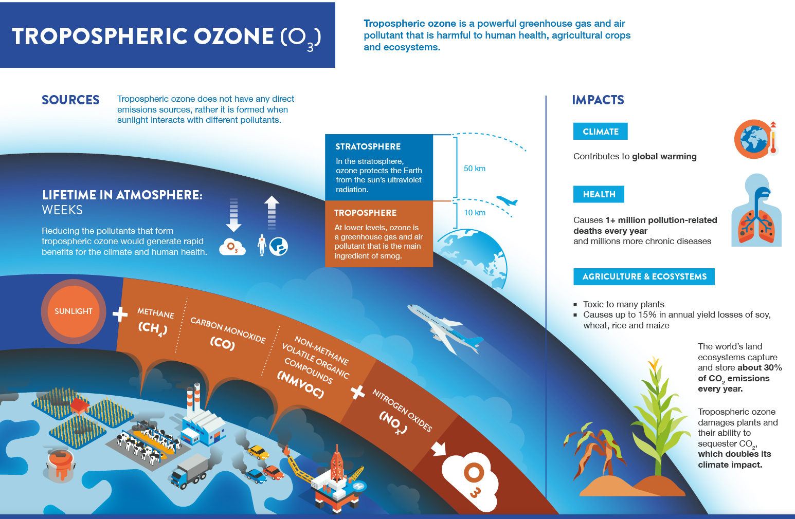 The troposphere contains over 80% of the mass of the atmosphere, along with nearly all of the water vapor. This layer contains the air we breathe, the winds we observe, and the clouds that bring our rain. All of what we know as weather occurs in the troposphere, the name of which means&nbsp;&ldquo;changing sphere.&rdquo;&nbsp;All of the cold fronts, warm fronts, high and low pressure systems, storm systems, and other features seen on a weather map occur in this lowest layer. Severe thunderstorms may penetrate the tropopause.