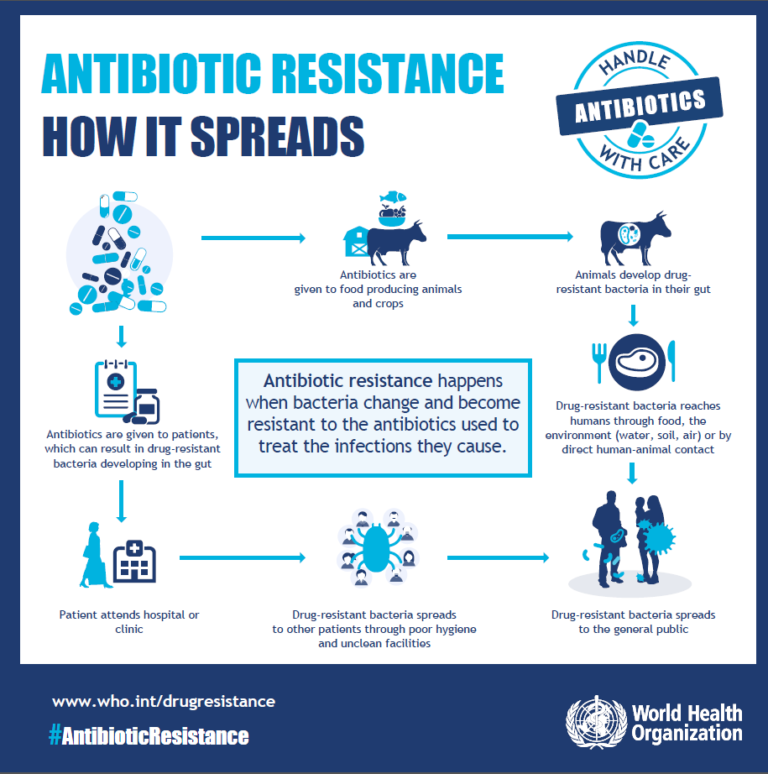 Antimicrobial resistance occurs when microbes (bacteria, viruses, fungi and parasites) become resistant to antimicrobial drugs (such as antibiotics, anti-fungals, antivirals, antimalarials, and anthelmintics).As a result, the medicines become ineffective and infections persist in the body, increasing the risk of spread to others.