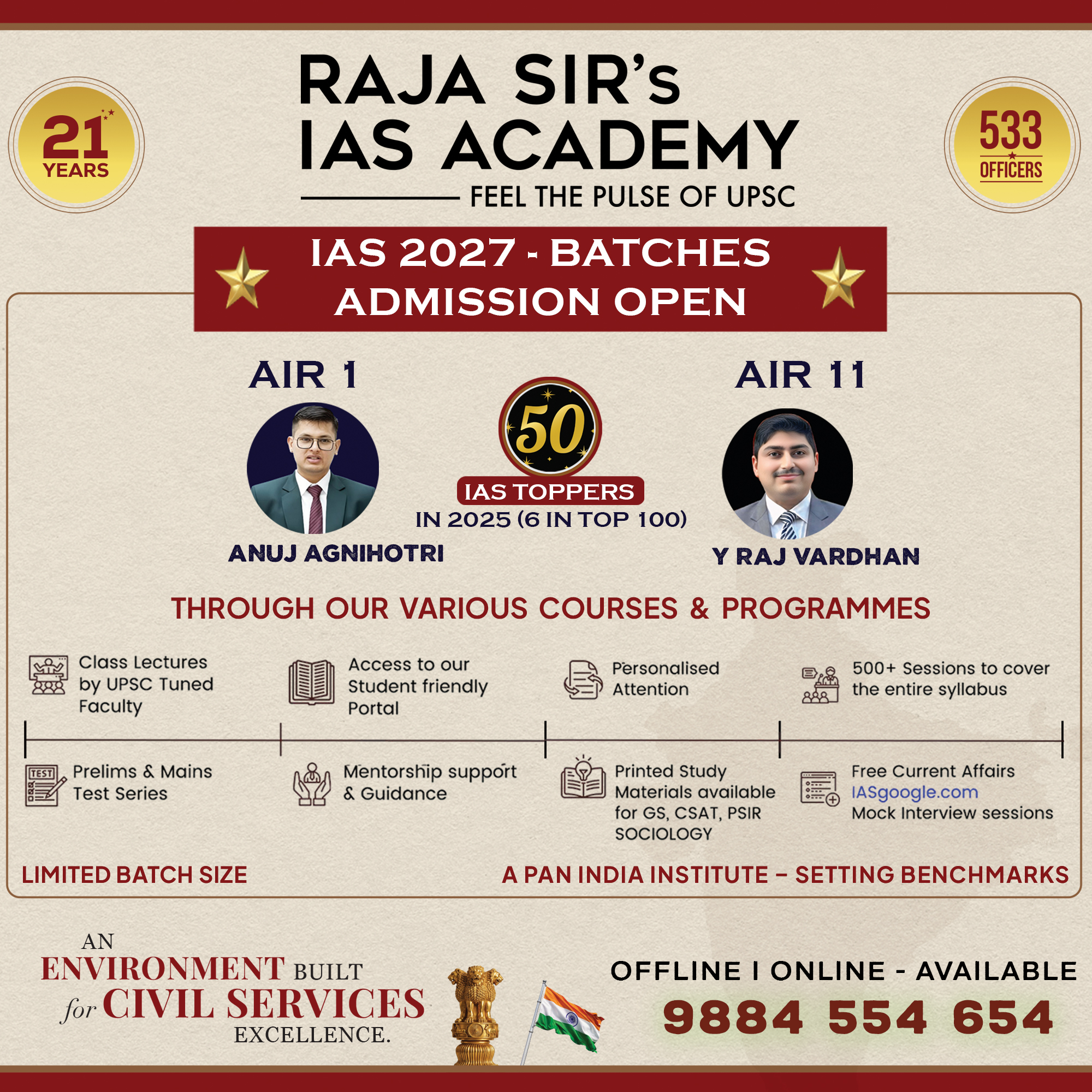 IAS 2027 Batch Admission -Raja Sir's IAS Academy